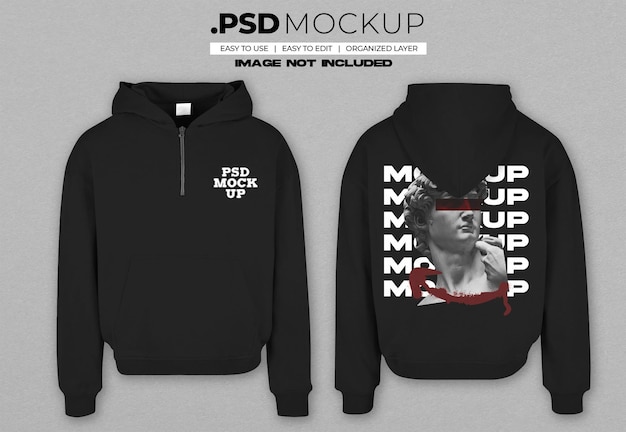 PSD psd mockup hoodie oversize with zip