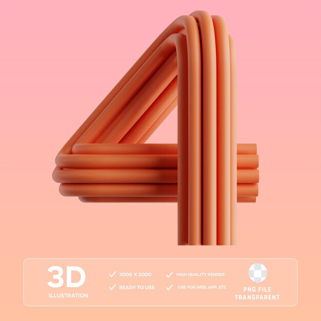 PSD psd number 4 3d illustration