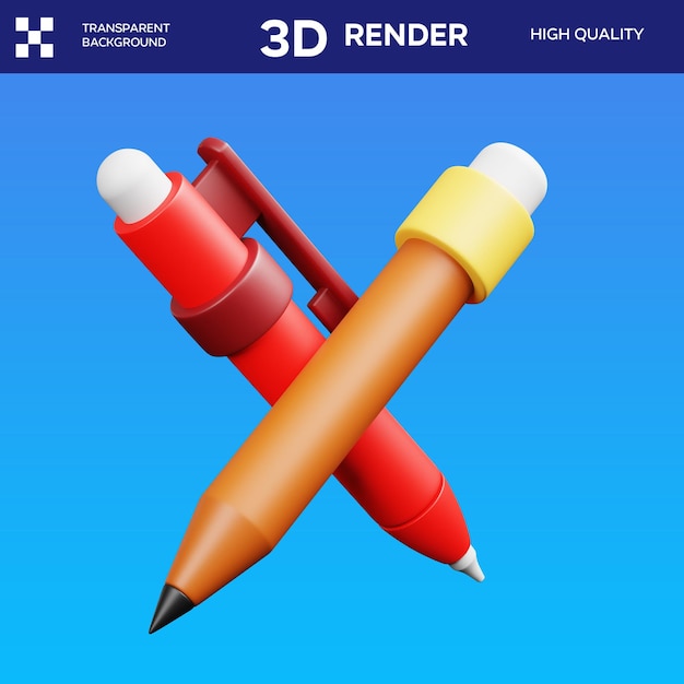 PSD psd pen and pencils 3d illustration