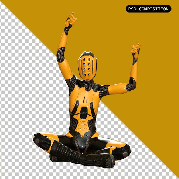 PSD psd robot female isolated 3d render illustration