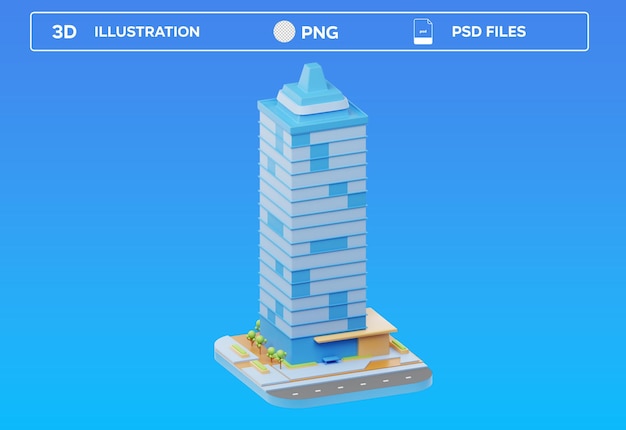 PSD psd skyscraper 3d icon illustration