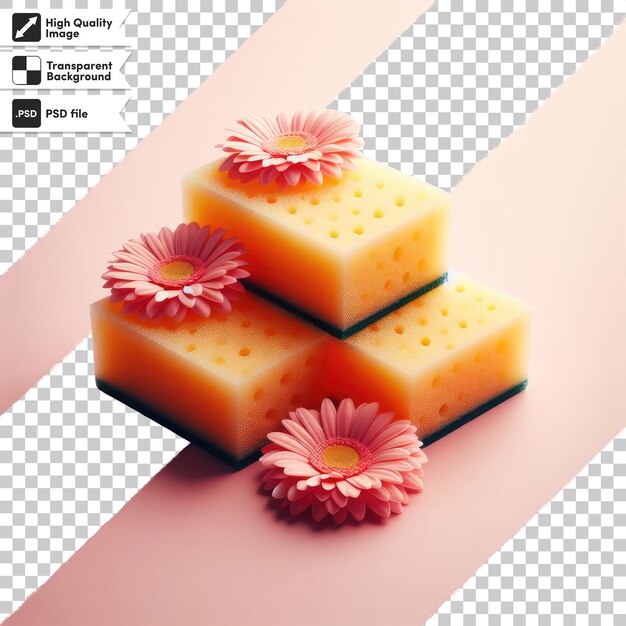 PSD psd stack of colorful sponges on transparent background