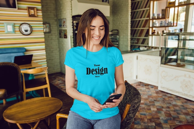 PSD psd tshirt mockup stylish girl