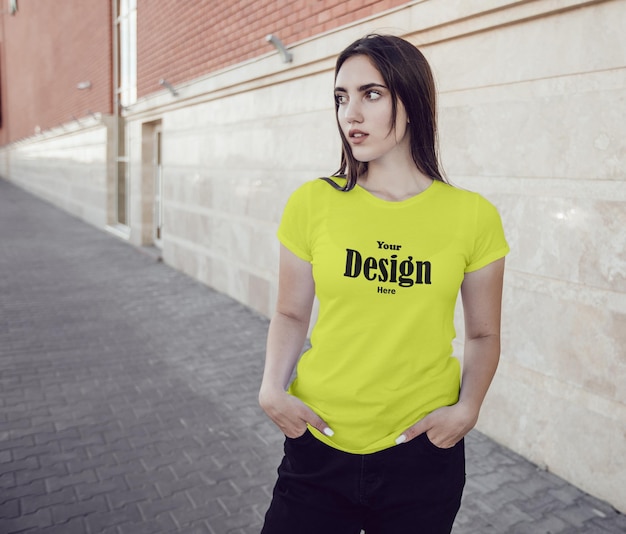PSD psd tshirt mockup stylish girl