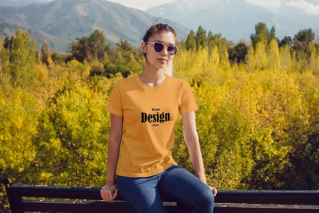 PSD psd tshirt mockup stylish girl