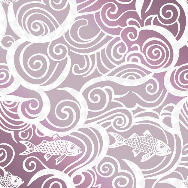 PSD a purple background with fish and fish in the middle