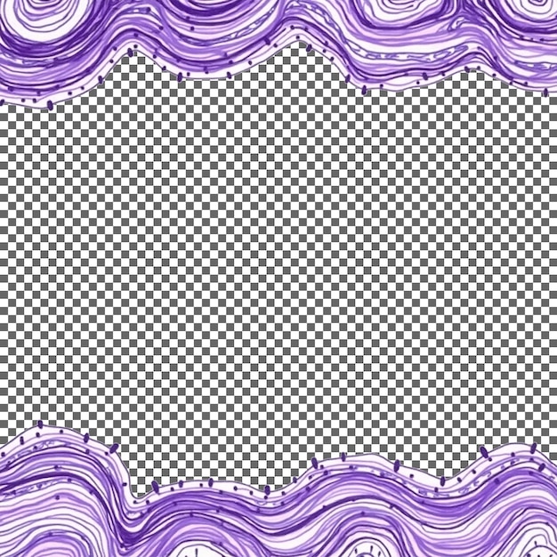 PSD purple waves frame with transparent background