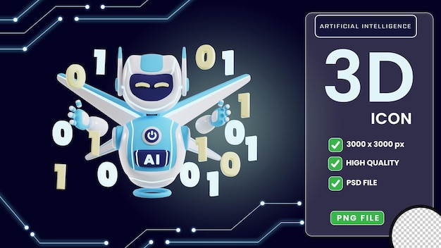 PSD quantum computing programming with ai 3d artificial intelligence icon