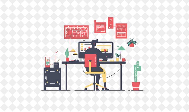 PSD quirky programmer with characters coding and debugging softw png people in daily work illustration