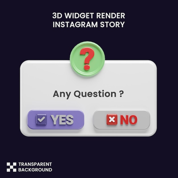 PSD quiz widget instagram story in 3d rendering