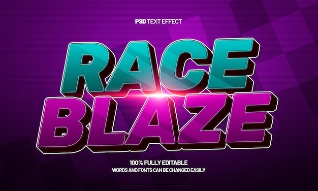 PSD race blaze editable text effect with a fast and sport text effect