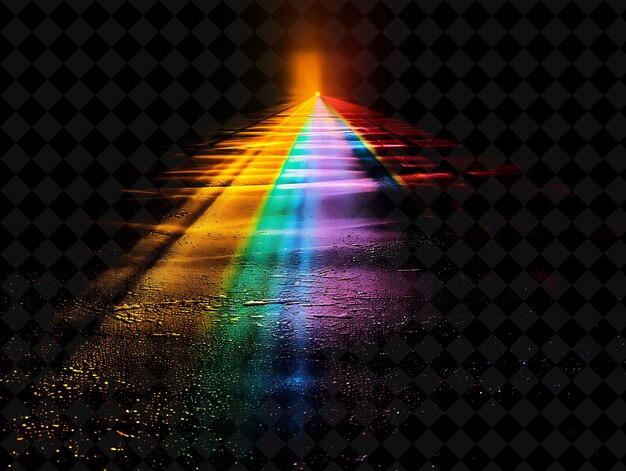 PSD a rainbow of light on a dark road with a rainbow on the top