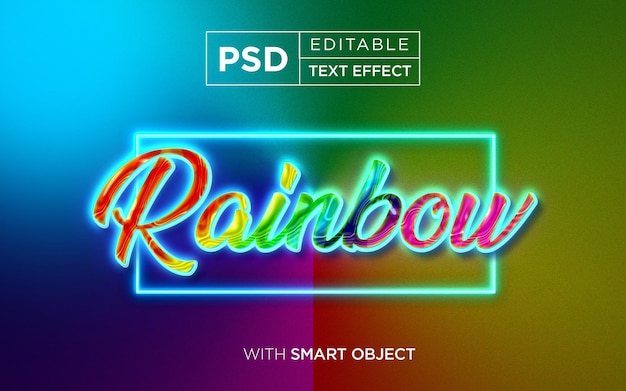 PSD rainbow neon editable text effect neon glow text effect
