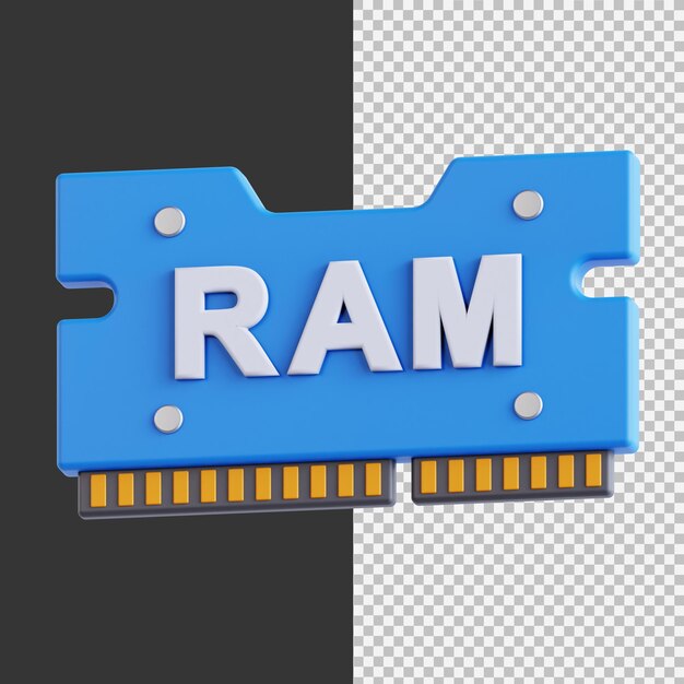 PSD ram in 3d render for graphic asset web presentation or other