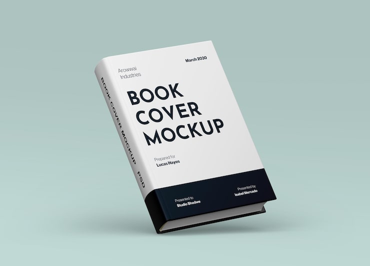 PSD realistic book cover mockup presentation