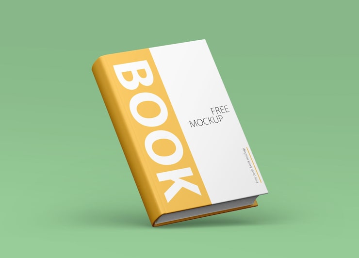 PSD realistic book mockup on green background