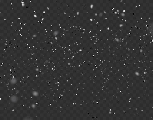 PSD realistic falling snow overlay effect on transparent background
