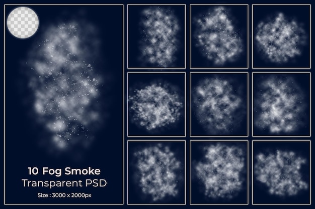 PSD realistic fog steam fogs clouds set