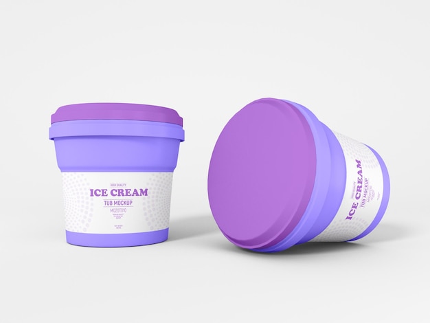 PSD realistic glossy plastic ice cream cup packaging mockup