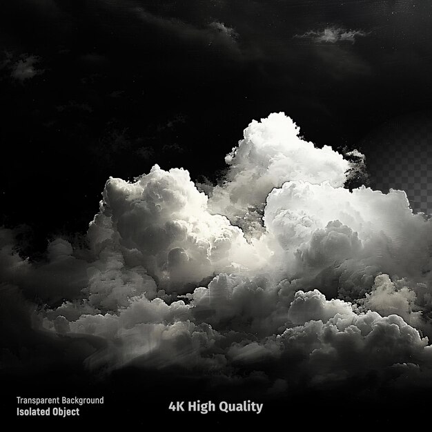 PSD realistic isolated cloud element on a black background