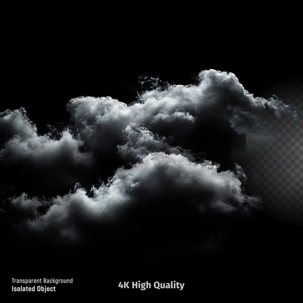 PSD realistic isolated cloud element on a black background