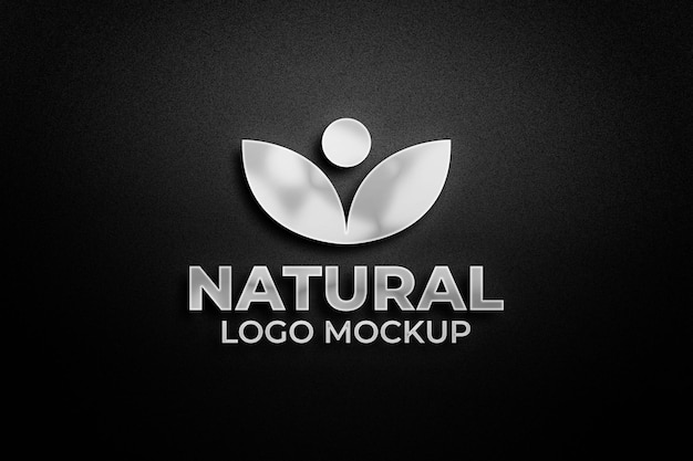 PSD realistic logo mockup on black wall