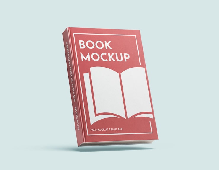 PSD realistic red book mockup for cover design presentation