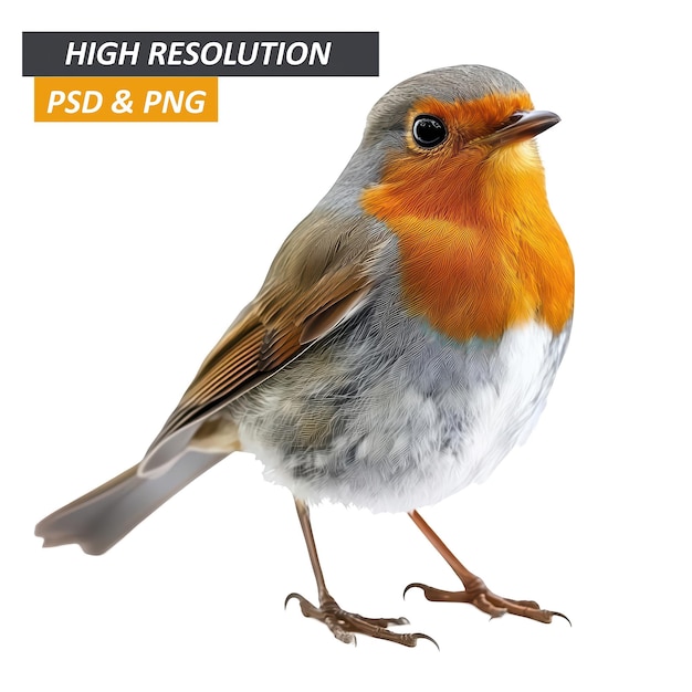PSD realistic robin bird illustration