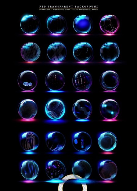 PSD realistic set of circular light flare effects on transparent background