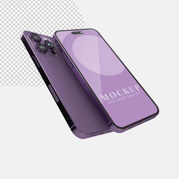 PSD realistic smartphone display device screen template for infographics or presentation uiux design interface 3d rendering