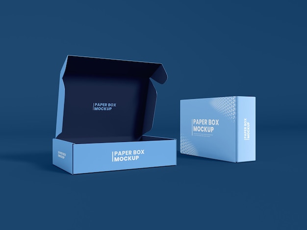 PSD rectangular cardboard box mockup. packaging delivery box  mock-up for branding.