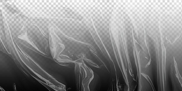 PSD rectangular plastic wrap crumpled textured transparent