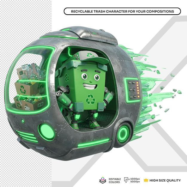PSD recyclable trash character