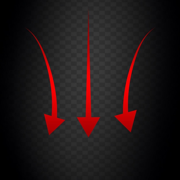 PSD red arrows on a transparent background