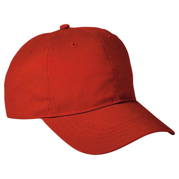 PSD a red baseball cap with a red cap on it