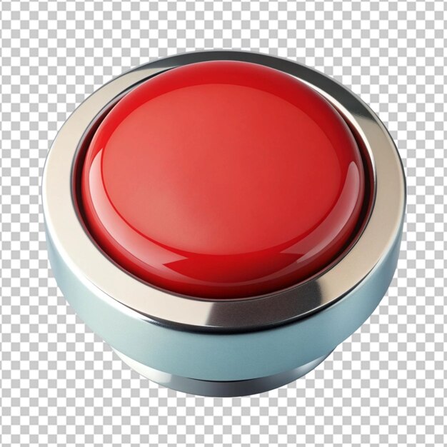 PSD red blank button 3d isolated on transparent background
