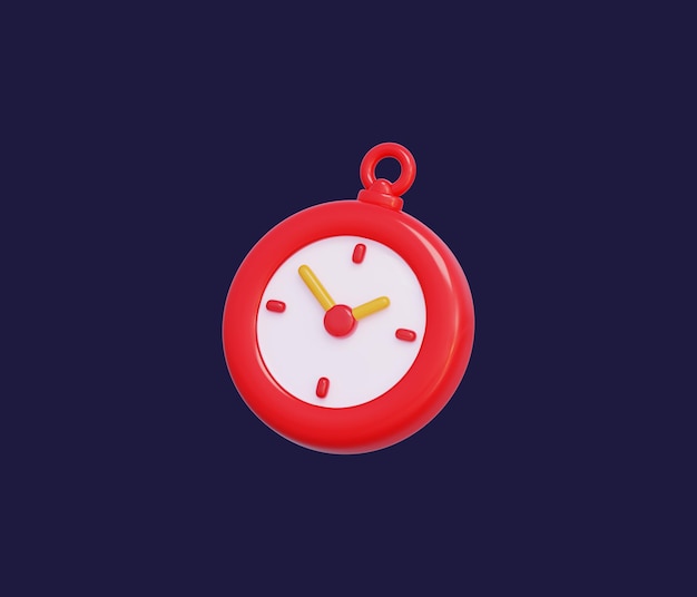 PSD red clock with yellow hands and hour marks