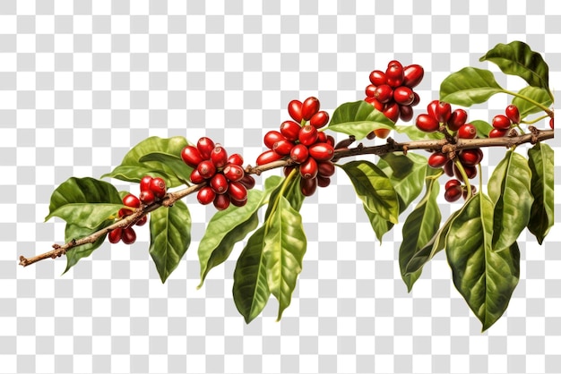 PSD red coffee cherries branch
