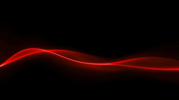 PSD red glowing line on black abstract wave