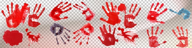 PSD red handprints on transparent background