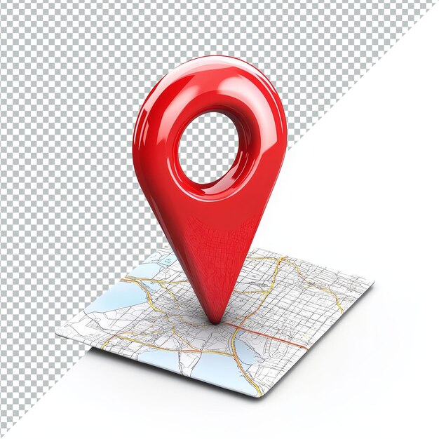 PSD red location pointer symbolizing a specific address on a map in a modern design 3d red pin point map address location pointer symbol transparent background