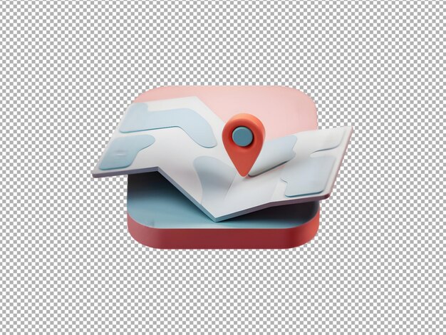 PSD a red object with a map on transparent background