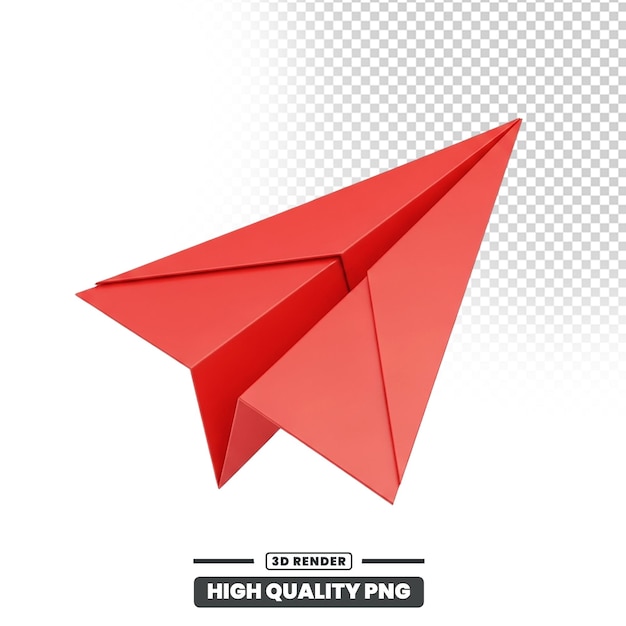 PSD red paper airplane 3d render