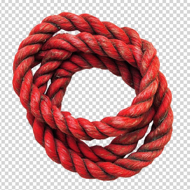 PSD red rope isolated on white background