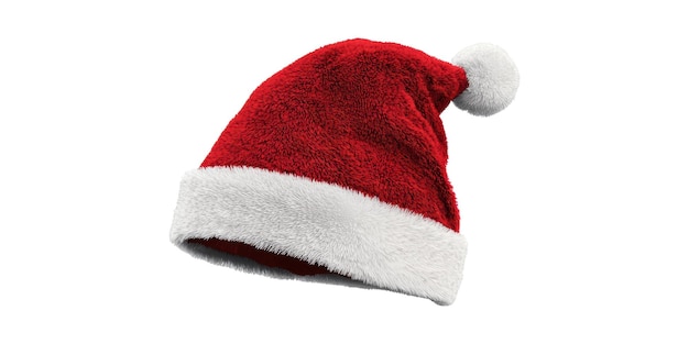 PSD red santa hat with white trim isolated on transparent background