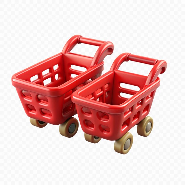 PSD red shopping carts on a white background