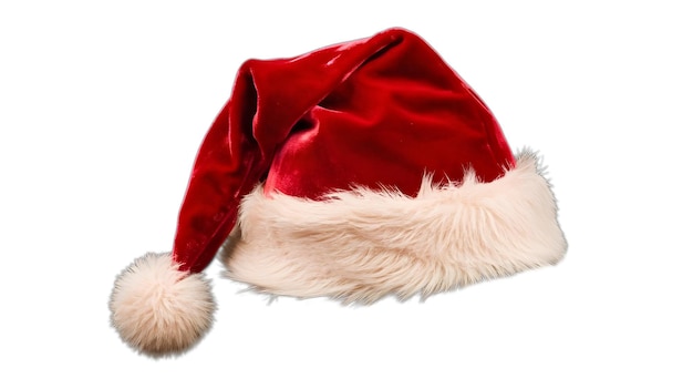 PSD red velvet santa hat with white fur trim festive christmas hat classic holiday decoration png