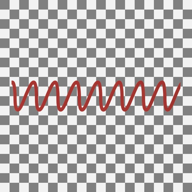 PSD red wavy line on transparent checkered background