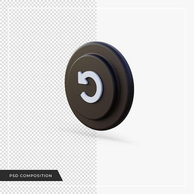 PSD refresh arrow black icon in 3d rendering