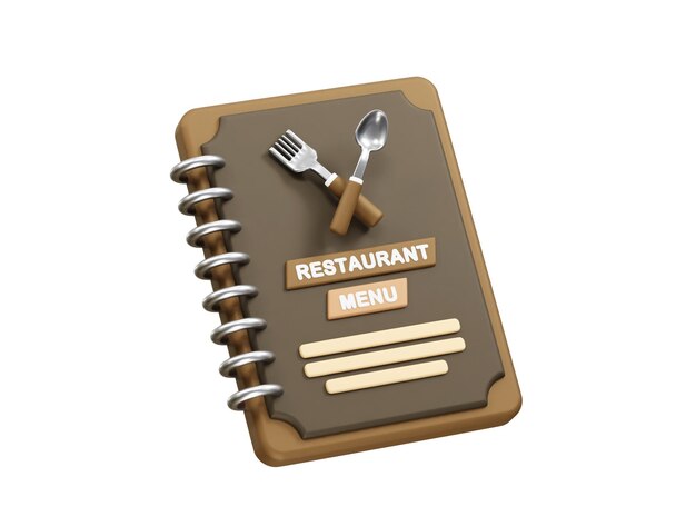 PSD restaurant menu icon 3d rendering illustration